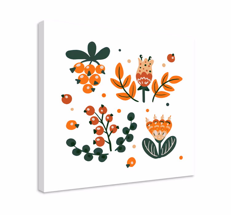 Abstrakte blomstelementer blomst lerretsbilde - Tenstickers