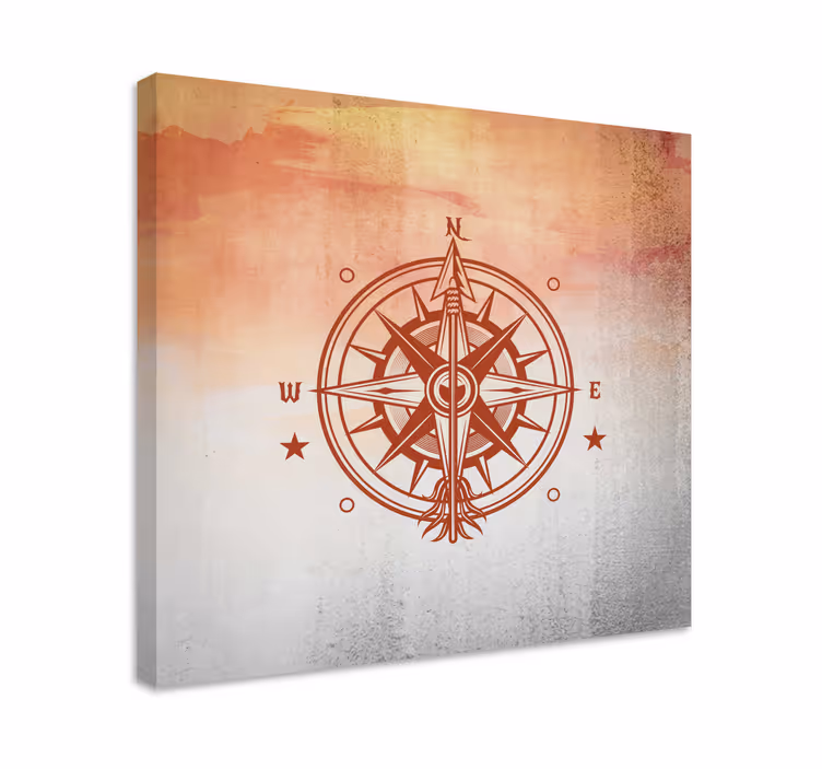 Lerretsbilde verdenskart kompassrose design - Tenstickers