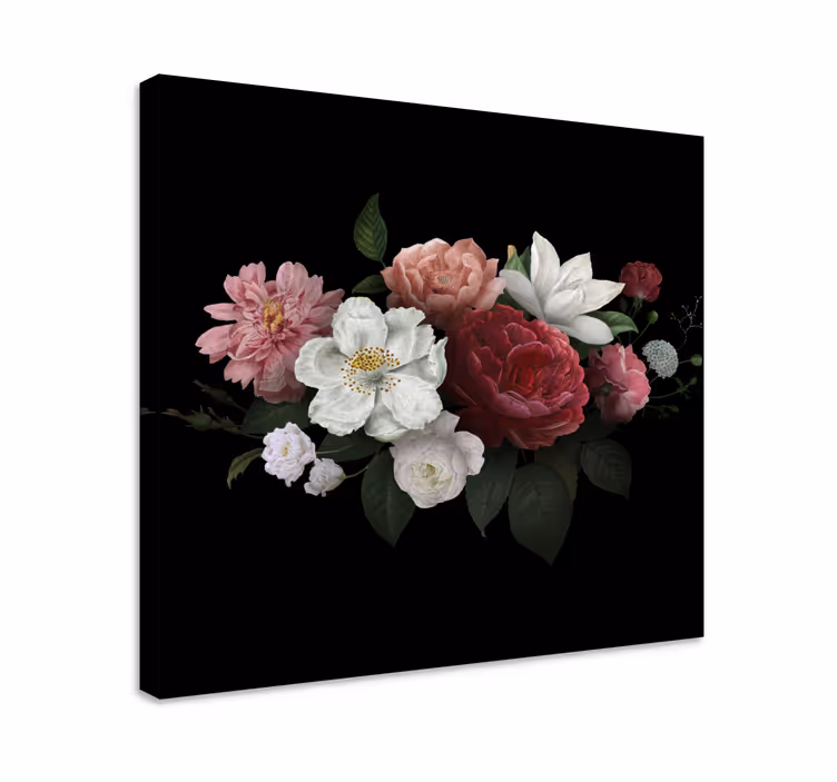 Dramatisk blomsteroppsett blomst lerretsbilde - Tenstickers