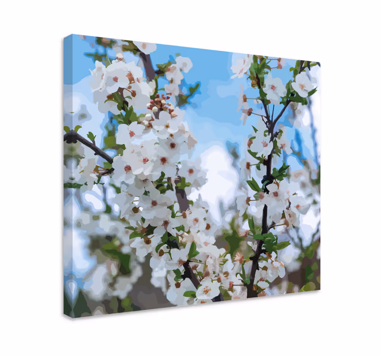 Blomst lerretsbilde delikate hvite blomster - Tenstickers