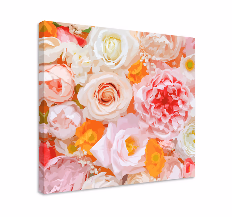 Blomst lerretsbilde med blomstrende dekorasjon - Tenstickers