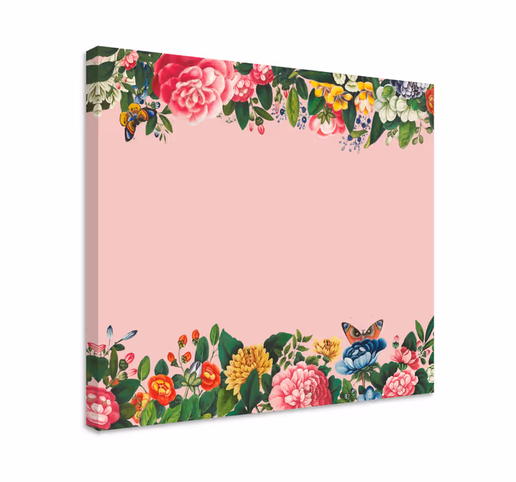 Livlig blomsterkant blomst lerretsbilde - Tenstickers