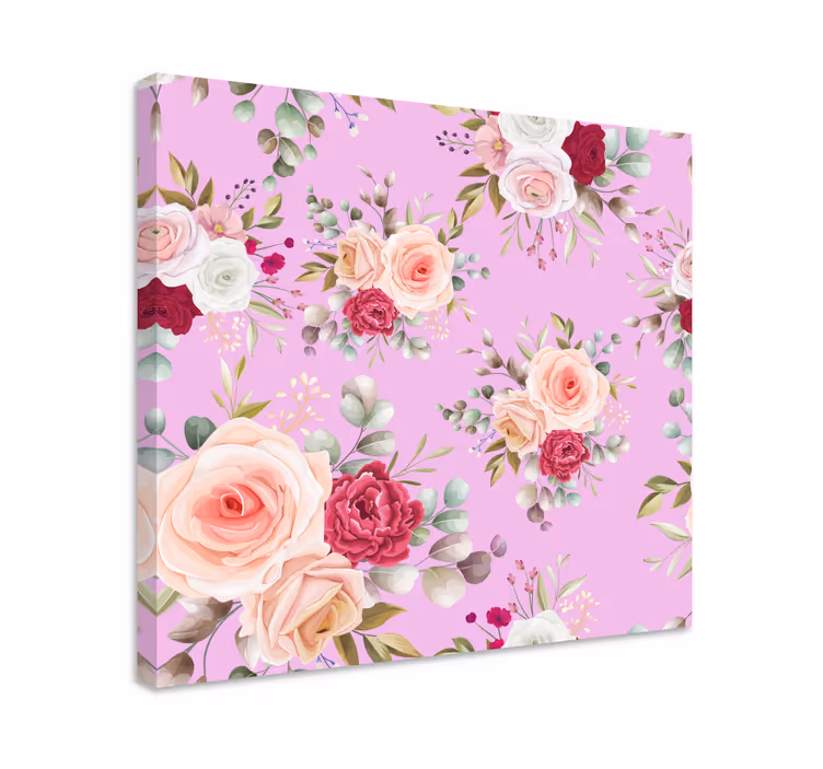 Blomst lerretsbilde med blomsteroppsats - Tenstickers