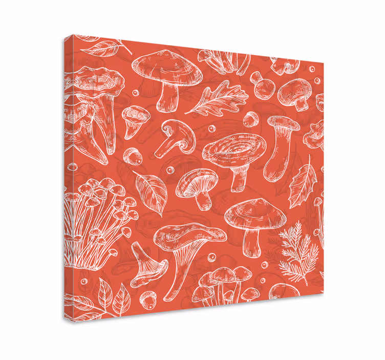Blomst lerretsbilde sopp og blad - Tenstickers
