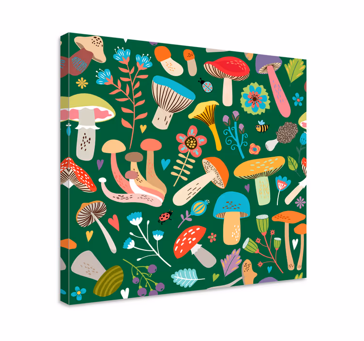 Blomst lerretsbilde med livlig soppmotiv - Tenstickers