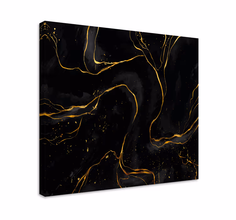 Svart og gyllen marmor lerretsbilde elegant - Tenstickers