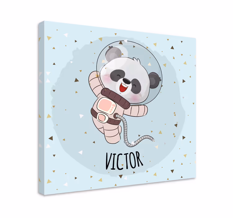 Søt panda for gutt med navn lerretsbilde tilpasset - Tenstickers