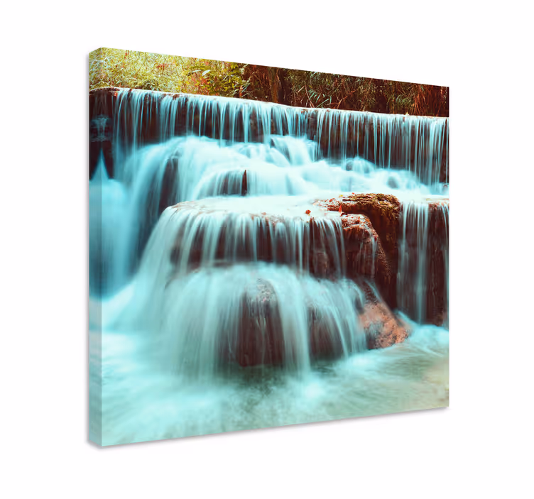 Flowing waterfalls landskaps lerretsbilde - Tenstickers