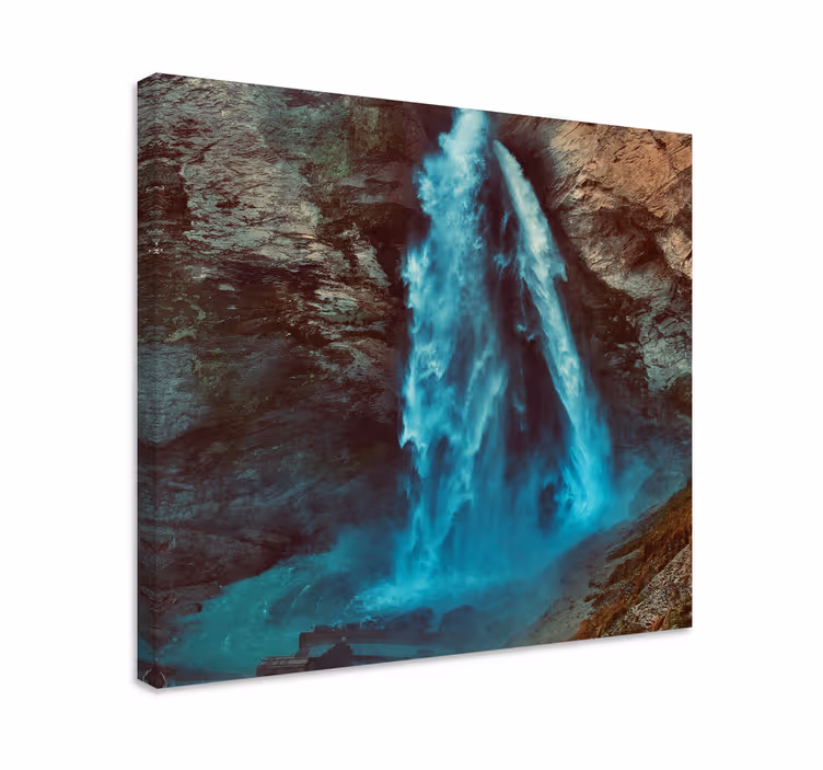 Cascading waterfall landskaps lerretsbilde - Tenstickers