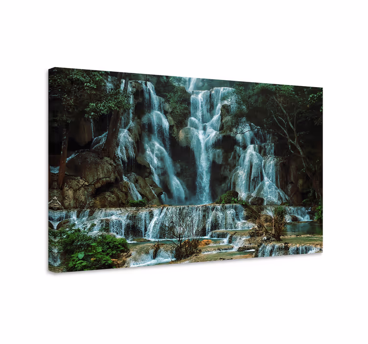 Grand waterfall flow landskaps lerretsbilde - Tenstickers