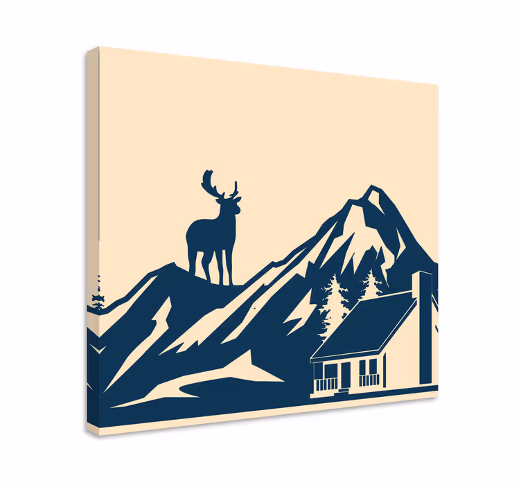 Hjorte lerretsbilde majestetisk hjort silhuett - Tenstickers