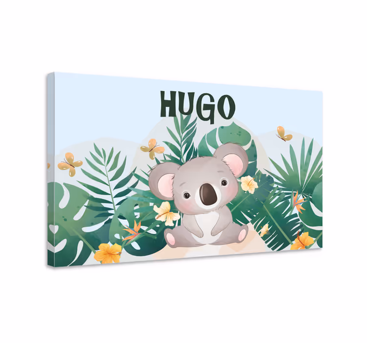 Søt koala til gutt med navn lerretsbilde tilpasset - Tenstickers
