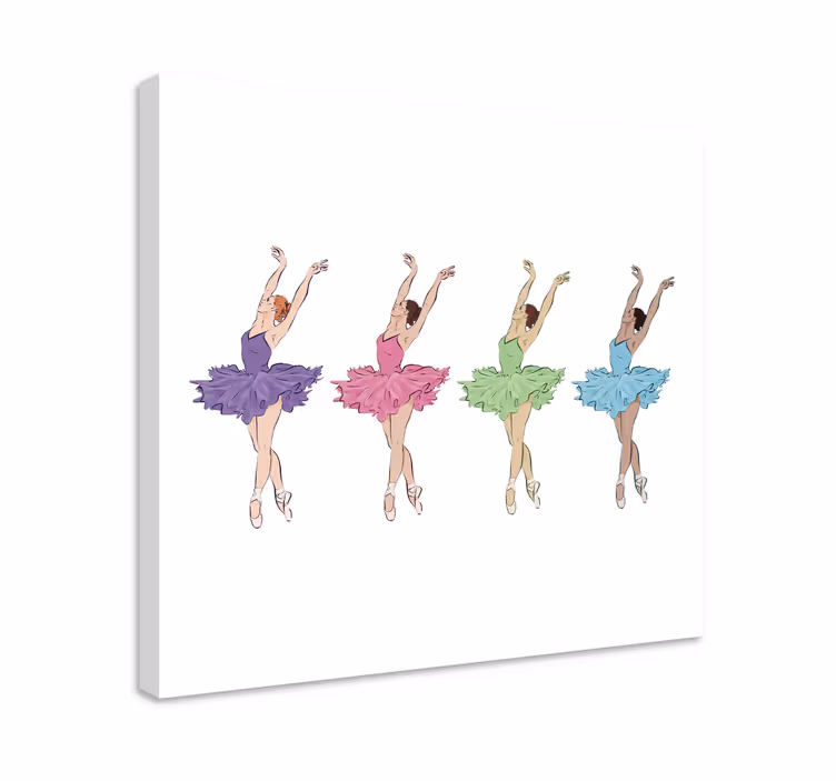 Fargerike ballettdansere lerretsbilde spedbarn - Tenstickers
