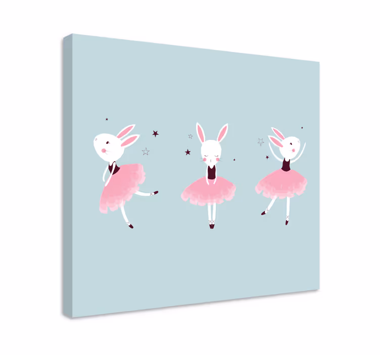 Kaninballerina i roser lerretsbilde spedbarn - Tenstickers