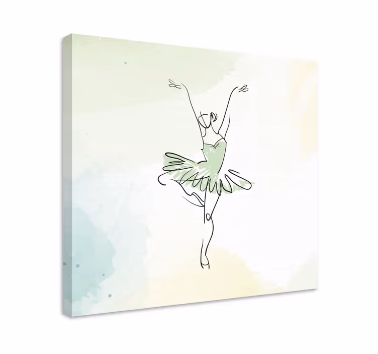Ballerina i pose strektegning lerretsbilde spedbarn - Tenstickers