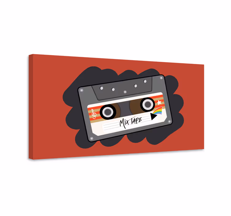 Lerretsbilde musikal retro mixtape design - Tenstickers