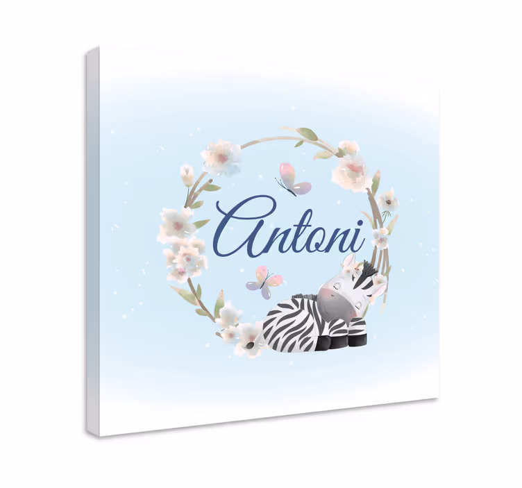 Sebra blomsterdesign baby lerretsbilde - Tenstickers