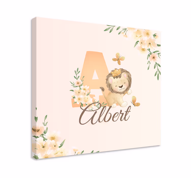 Søtt løve og blomster 3d lerretsbilder - Tenstickers