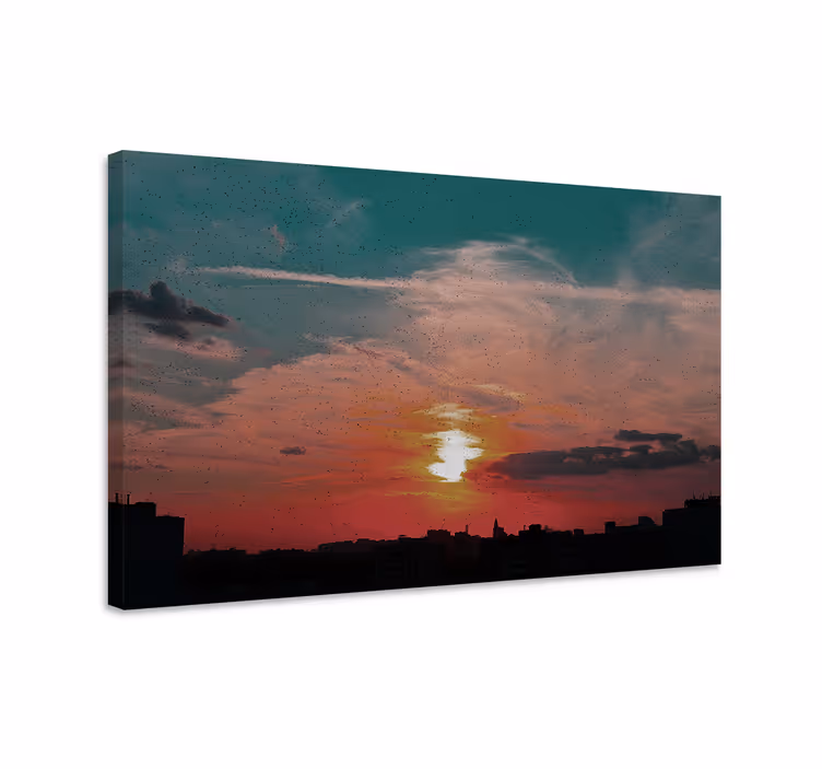Landskaps lerretsbilde twilight bysilhuett - Tenstickers