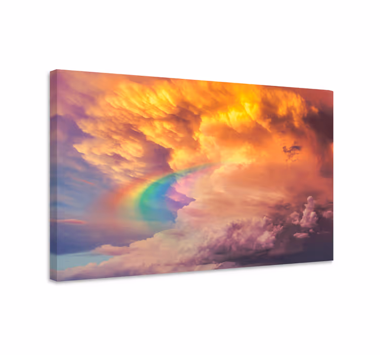 Vivid cloudscape rainbow landskaps lerretsbilde - Tenstickers