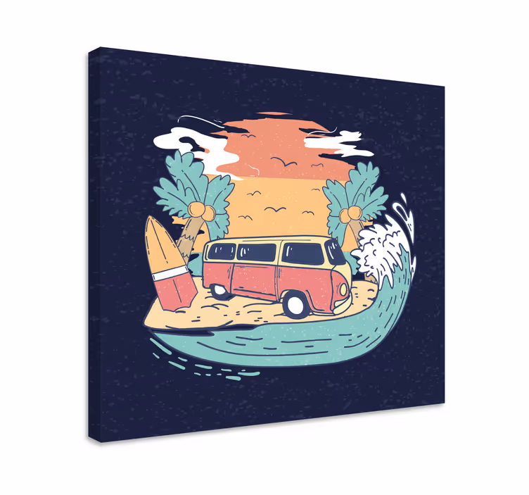Surfing van scene byer lerretsbilde - Tenstickers