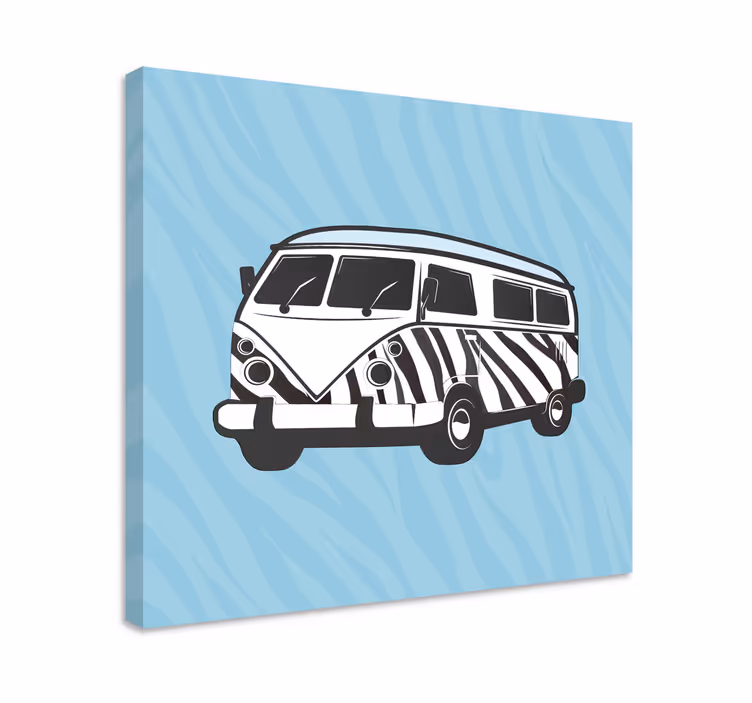 Blomster lerretsbilde retro campingvogn - Tenstickers