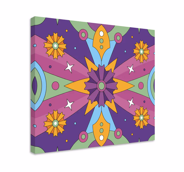 Fargerik psykedelisk fraktal design lerretsbilde vintage - Tenstickers