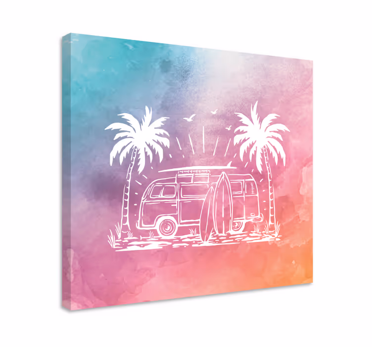 Retro surf van byer lerretsbilde - Tenstickers
