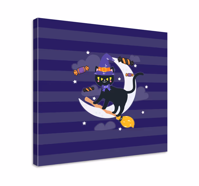 Katte lerretsbilde svart katt heks - Tenstickers