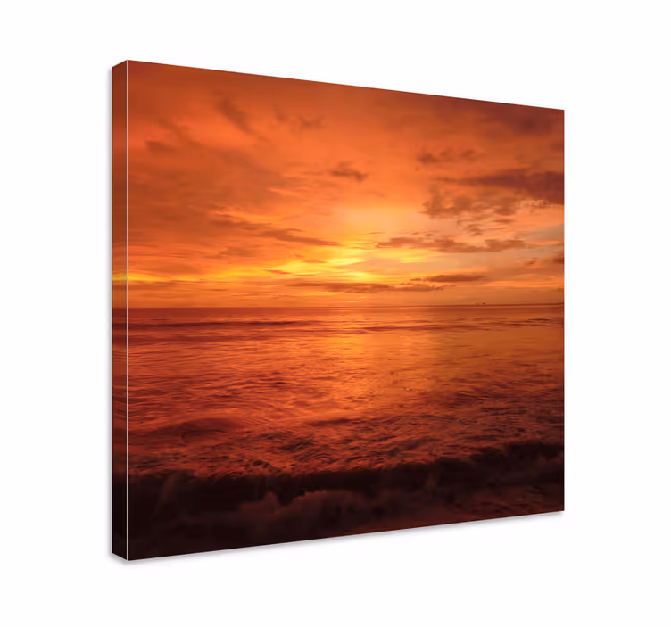 Solnedgang over havet landskaps lerretsbilde - Tenstickers