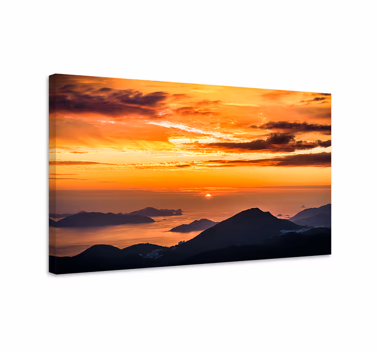 Svensk solnedgang estetisk fotografering lerretsbilde landskap - Tenstickers