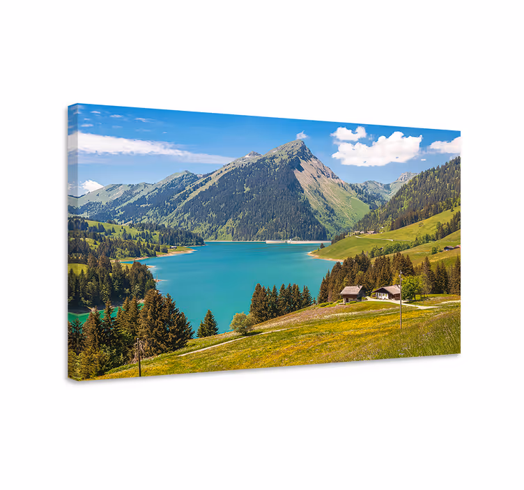 Alpin stillhet scene landskaps lerretsbilde - Tenstickers