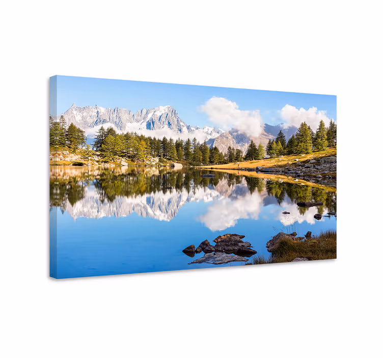 Landskaps lerretsbilde fjellrefleksjon utsikt - Tenstickers