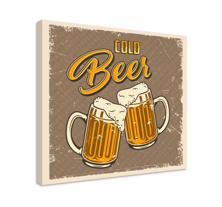 Kald øl retro skitten effekt lerretsbilde bar - Tenstickers