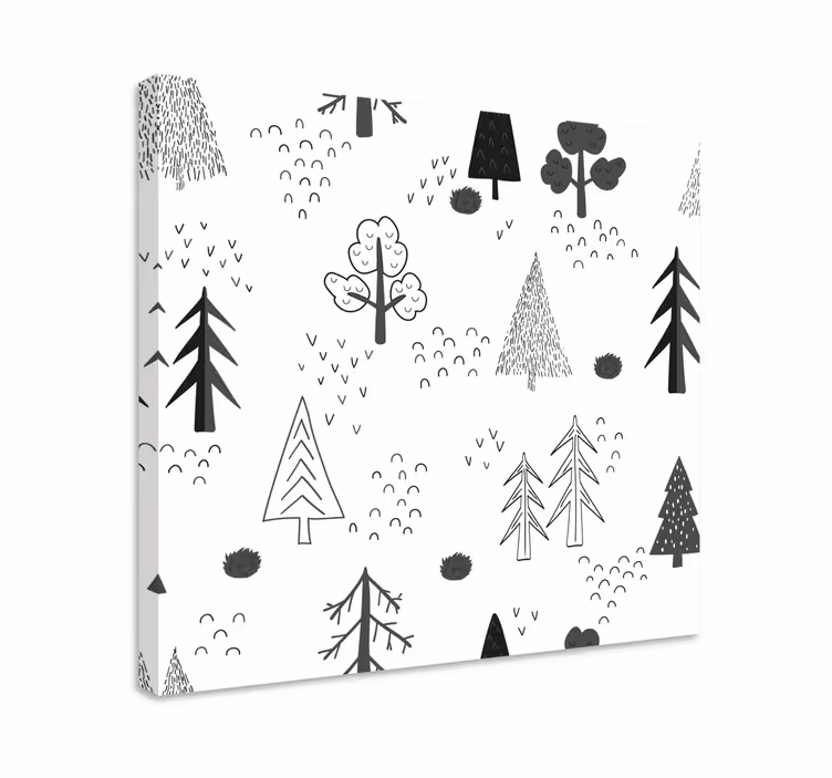 Hvite minimalistiske trær nordisk stil lerretsbilde nordisk - Tenstickers