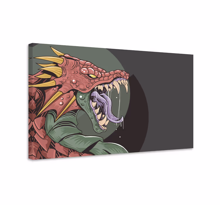 Dinosaurer lerretsbilde av en fryktinngytende drage - Tenstickers