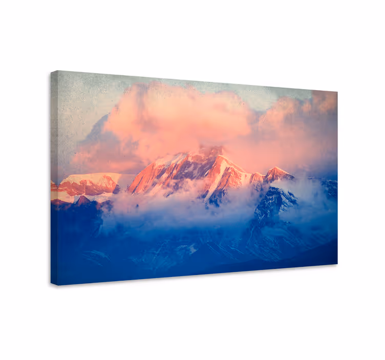 Landskaps lerretsbilde fjelltopper ved solnedgang - Tenstickers