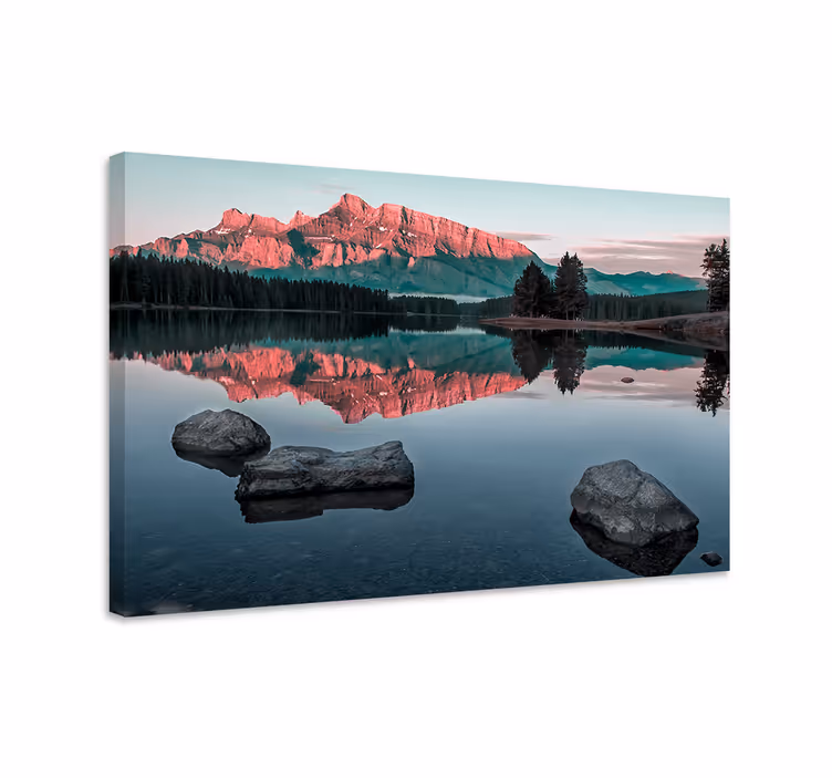 Landskaps lerretsbilde rolige fjellrefleksjoner - Tenstickers