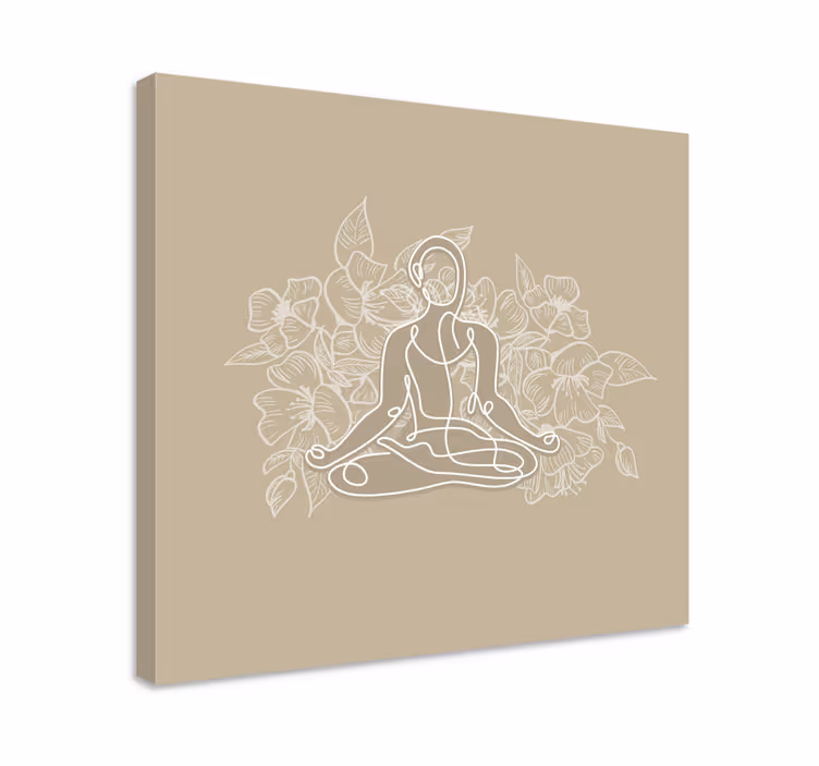 Mediterende kvinne yogamatte lerretsbilde kunst - Tenstickers