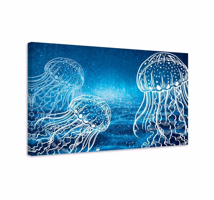 Lerretsbilde seilere med maneter fra havet - Tenstickers