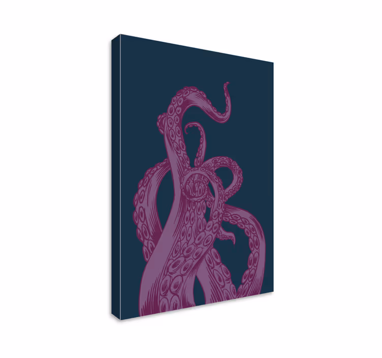 Fisk lerretsbilde med blekkspruttentakler design - Tenstickers