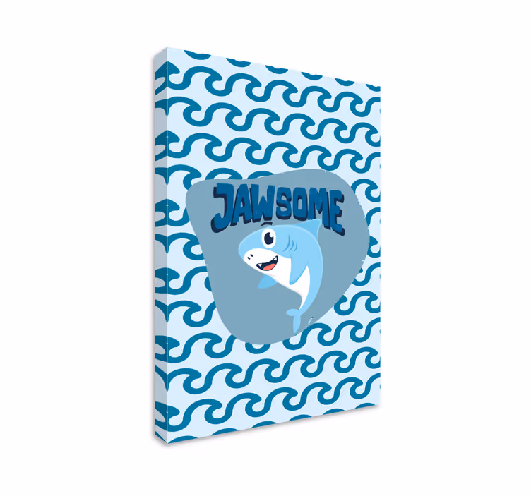 Blå babyhai med navn fisk lerretsbilde - Tenstickers
