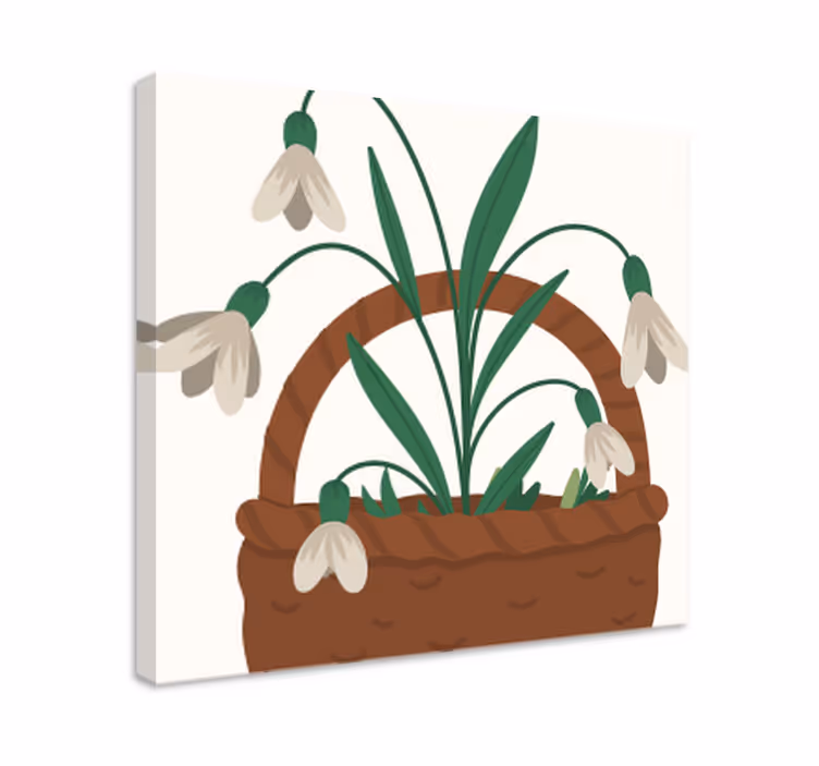 Blomst lerretsbilde snøklokke blomsterkurv - Tenstickers