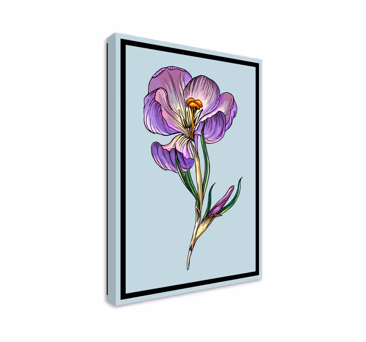 Blomst lerretsbilde lilla blomster eleganse - Tenstickers