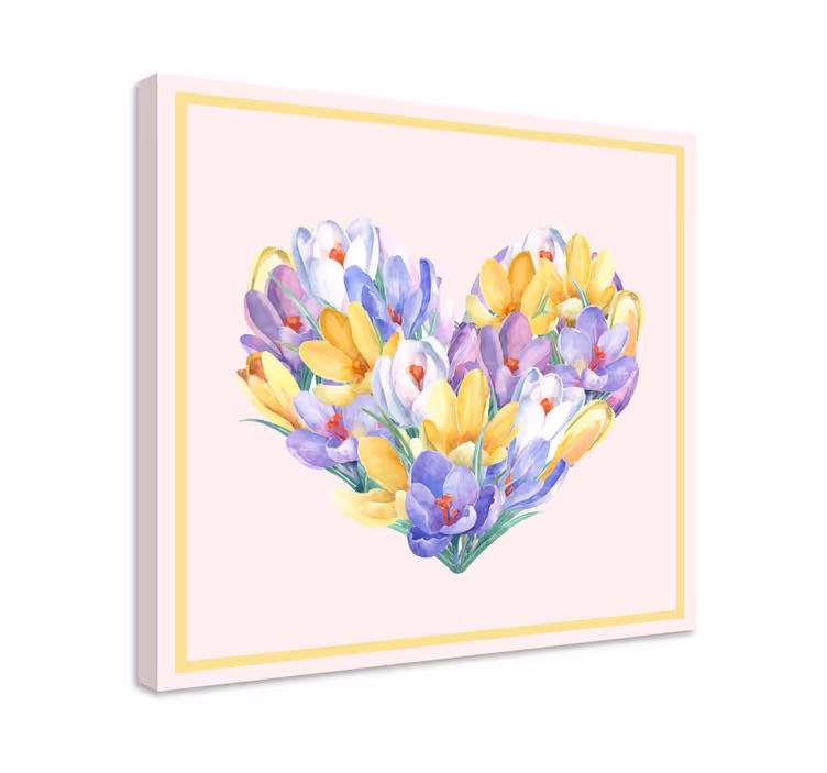 Blomst lerretsbilde med hjerteformede blomster - Tenstickers
