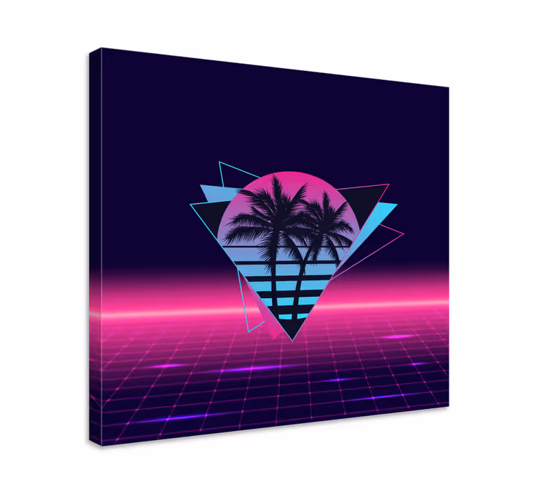 Palmetre i vaporwave-stil lerretsbilde vintage - Tenstickers