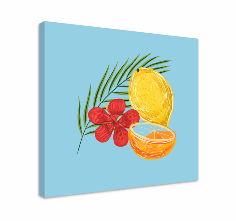 Pastell sitron frukt design lerretsbilde kjøkken - Tenstickers