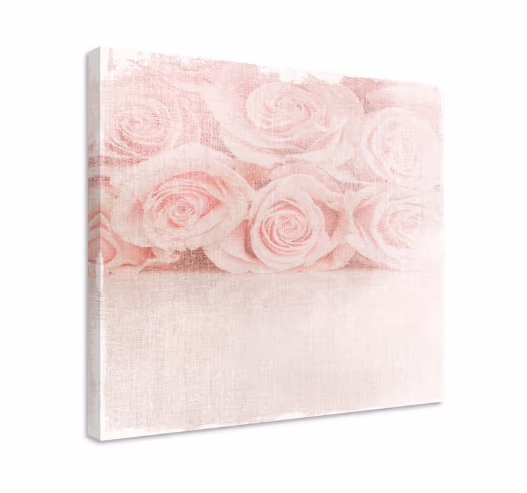 Blomst lerretsbilde sarte rosa roser - Tenstickers