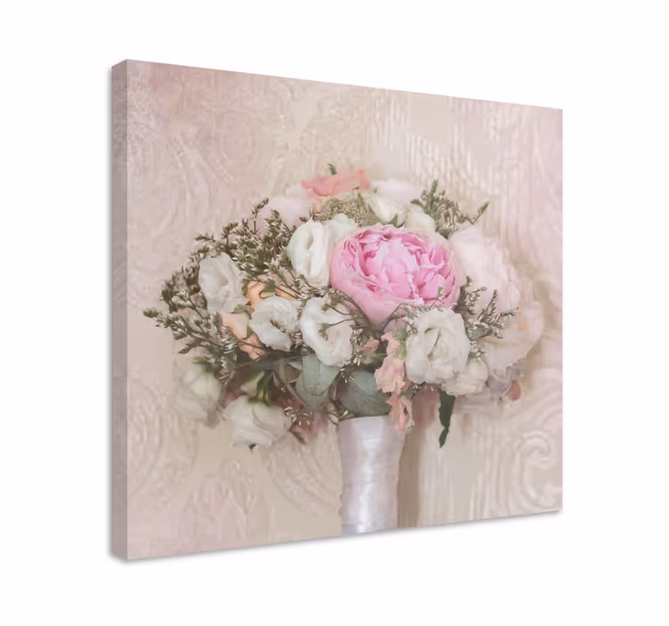 Blomst lerretsbilde med myke blomsterbuketter - Tenstickers