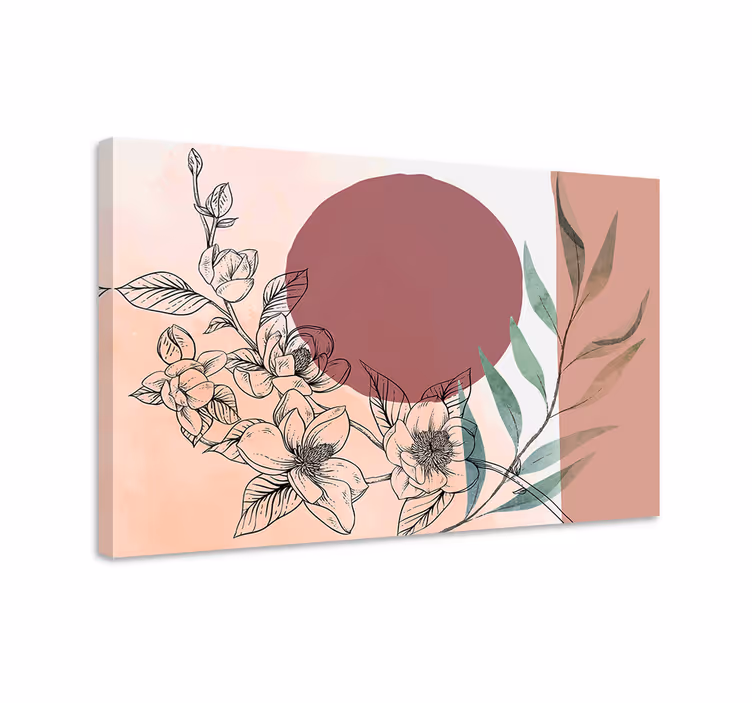 Blomst lerretsbilde med sirkulært arrangement - Tenstickers